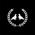 Silhouettes of pigeons icon isolated on black background