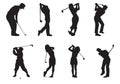 Silhouettes of players of golf