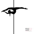 Silhouettes of a pole dance girl. Vector illustration on white background Royalty Free Stock Photo