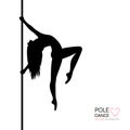 Silhouettes of a pole dance girl. Vector illustration on white background