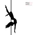 Silhouettes of a pole dance girl. Vector illustration on white background