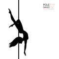 Silhouettes of a pole dance girl. Vector illustration on white background Royalty Free Stock Photo