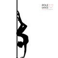 Silhouettes of a pole dance girl. Vector illustration on white background Royalty Free Stock Photo