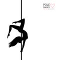 Silhouettes of a pole dance girl. Vector illustration on white background Royalty Free Stock Photo