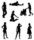 Silhouettes of pregnant women Royalty Free Stock Photo