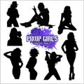 Silhouettes - Pretty Pin up girl on white Royalty Free Stock Photo