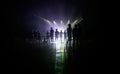 Public under stage lights during a show at sonar festival in barcelona