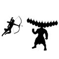 Silhouettes Rama killing Ravana. Happy Dussehra. Indian Festival.