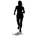 Silhouettes. Runners on sprint, women. vector illustration