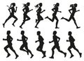 Silhouettes of running people men and women set vector