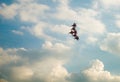 Silhouettes of russian fighter aircrafts in the sky