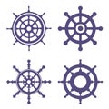 Silhouettes of sea helmsmen. A set of steering wheels Royalty Free Stock Photo