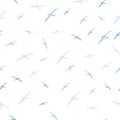 Silhouettes seagulls. Seamless pattern.