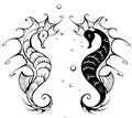 Silhouettes of seahorses Royalty Free Stock Photo