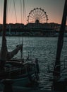 Silhouettes in the seaport of Malaga Royalty Free Stock Photo