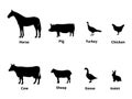 Silhouettes set of livestock Royalty Free Stock Photo