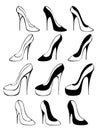 Silhouettes of shoes Royalty Free Stock Photo