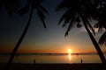 Silhouettes on the shore at sunset. White Beach. Boracay Island. Aklan. Western Visayas. Philippines Royalty Free Stock Photo