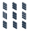 Silhouettes of Siding Profiles in Isometric View