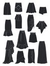 Silhouettes of skirts with asymmetry and folds Royalty Free Stock Photo
