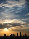 Silhouettes, skyscraper, downtown, Bangkok cityscapes, sunset, T