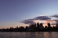 Manhattan and Roosevelt Island Skyline Silhouette during Sunset in New York City along the East River