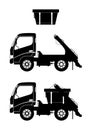 Silhouettes of small skip truck.