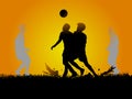 Silhouettes of soccer player header shot