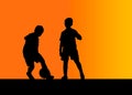 Silhouettes of Soccer Players Royalty Free Stock Photo
