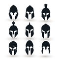 Silhouettes spartan helmet isolated from the background.