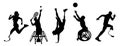 Silhouettes of sport people with disabilities set.