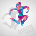 Silhouettes of sportive girl dancing modern dance styles