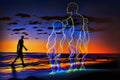 Silhouettes of strange humans at night - Generative AI