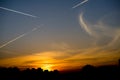 Silhouettes Sunset in the City with blue sky