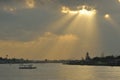 Silhouettes sunset clouds chao phraya river. Royalty Free Stock Photo