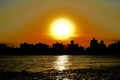 Silhouettes sunset of Manhattan Royalty Free Stock Photo