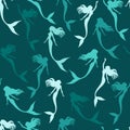 Silhouettes of swimming Mermaids, seamless pattern, vector illustration Royalty Free Stock Photo