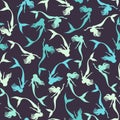 Silhouettes of swimming Mermaids, seamless pattern, vector illustration