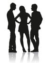 Silhouettes of teens arguing with each other Royalty Free Stock Photo