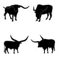 Silhouettes of texas longhorn vector Royalty Free Stock Photo