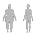 Silhouettes of a thick and normal female figure. vector illustration. Royalty Free Stock Photo