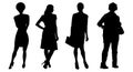 Silhouettes of three adult women and one elderly lady. Isolated flat vector illustration