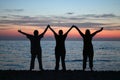 Silhouettes sunset over Adriatic Sea Pula Croatia