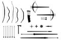 Silhouettes of throwing weapons of different countries and eras - vector set