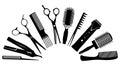 Silhouettes of tools for the hairdresser Royalty Free Stock Photo