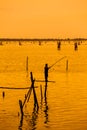 Silhouettes of the traditional fishermen.