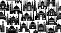 Beautiful Mosque Silhouettes Traditional Islamic Architecture Pattern Royalty Free Stock Photo
