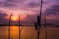 Silhouettes of the traditional Sri Lankan stilt fishermen