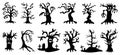 Silhouettes of trees collection Halloween concept. Vector illustration Royalty Free Stock Photo