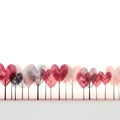 Silhouettes of trees and hearts all around, white background Royalty Free Stock Photo